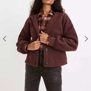 Madewell purple fleece cardigan XS- NWT